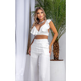 Conjunto Feminino Verão Cropped Pantalona Moderno