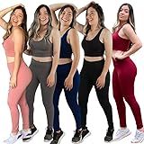 Conjunto Fitness Academia Feminino Calça Legging E Top Sem Bojo  P 34 36  Cinza 