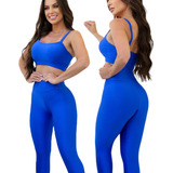 Conjunto Fitness Academia Feminino Yoga Corrida Treino Preto