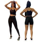 Conjunto Fitness Feminino Top Cropped E Short De Academia Dia A Dia Preto M