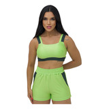 Conjunto Fitness Short E Top Bojo Removivel Roupa Academia