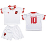 Conjunto Flamengo Uniforme Infantil Branco Torcida Baby