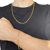 conjunto folheado corrente cordao pulseira