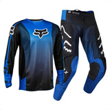 Conjunto Fox Mx 180 Leed Azul preto Motocross Trilha C Nf