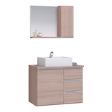 Conjunto Gabinete Banheiro Prisma 60cm Cor Do Móvel Madeirado inteiro