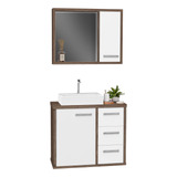 Conjunto Gabinete Para Banheiro Com Cuba E Espelho Turin 60