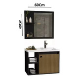 Conjunto Gabinete Para Banheiro Com Espelho Com Pia Adonis Pia Branco Móvel Preto ripado