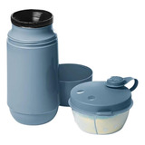 Conjunto Garrafa 250ml E Pote Leite Em Po Azul Sanremo