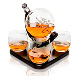 Conjunto Garrafa Whiskey Decantador Vinho Vodka Quatro Copos