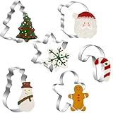 Conjunto Grande De Cortadores De Biscoito De Natal 6 Peças De Formas Grandes De Cortadores De Biscoito De Natal Árvore De Natal Boneco De Neve Homem De Gengibre Floco De Neve Bengala Doce 