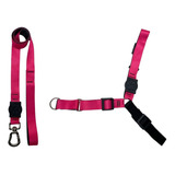 Conjunto Guia E Peitoral Anti Puxão Cão Adestramento Passear Cor Rosa Tamanho Da Coleira M