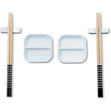 Conjunto Hashi 2 Pessoas Comida Japonesa Shoyu Sushi Madeira