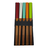 Conjunto Hashi De Bambu 5 Pares Coloridos B7100t