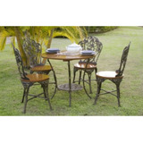 Conjunto Hera Luxo Alumínio Fundido Assento De Madeira