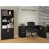 Conjunto Home Office 2 Peças 1 Mesa Em L 2 Gavetas 3 Portas 1 Armário 2 Portas 2 Prateleiras Espresso Móveis
