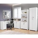 Conjunto Home Office 3 Peças 1 Mesa Em L 2 Gavetas 3 Portas 2 Armários