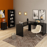Conjunto Home Office 3 Peças Com 1 Mesa Em L 1 Gaveteiro E