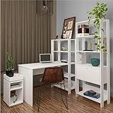Conjunto Home Office 3 Peças Com Escrivaninha Estante E 1 Mesa Lateral Match Artely Branco