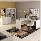 Conjunto Home Office 4 Peças 1 Escrivaninha 2 Estantes E 1 Balcão Tecno Mobili Branco