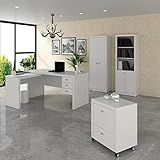 Conjunto Home Office 4 Peças 1 Escrivaninha Em L 1 Gaveteiro 1 Armário 1 Estante Espresso Móveis