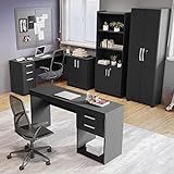 Conjunto Home Office 4 Peças 1 Mesa Em L 1 Escrivaninha 2 Armários Espresso Móveis