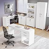 Conjunto Home Office 4 Peças 1 Mesa Em L 1 Escrivaninha 2 Armários