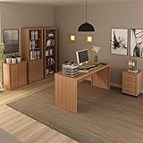 Conjunto Home Office 5 Peças Com 1 Mesa 1 Balcão 1 Armário 1 Estante 1 Gaveteiro Espresso Móveis