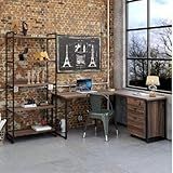 Conjunto Home Office Industrial 3 Peças 1 Escrivaninha Em L 1 Estante E 1 Gaveteiro Kuadra Compace Nogal