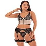 Conjunto IMI Lingerie Cropped Sem Bojo Tule Renda Cinta Liga Perneira Fio Dental Biju Perla Cor Preto Tamanho M