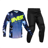 Conjunto Ims Camisa Army Azul Camuflado   Calça Motocross