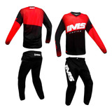 Conjunto Ims Mx Calça Camisa Preto Vermelho Motocross Trilha