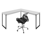 Conjunto Industrial Mesa Em L 150 Cadeira Giratória Mesh