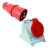 Conjunto Industrial Tomada Plug Steck 2p t 32a Vm Newkon Cor Vermelho