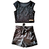 Conjunto Inf Menina Cropped Perola Short Cirre Do 2 Ao 10