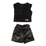Conjunto Inf Menina Cropped Perola short Cirre Do 2 Ao 10