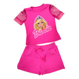 Conjunto Infantil Barbie Short Blusa Brilhante Blogueirinha