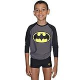 Conjunto Infantil Batman Com Proteção Solar UV 50 Praia Piscina E Atividades 8 Anos Cinza Preto 