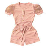 Conjunto Infantil Blogueirinha Meninas Manga Princesa Moda