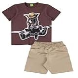 Conjunto Infantil Camiseta Bermuda Masculino Verão Bordo 10