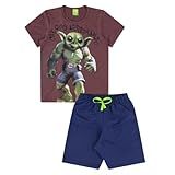 Conjunto Infantil Camiseta Bermuda Masculino Verão Bordo 8