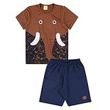 Conjunto Infantil Camiseta Bermuda Masculino Verão Marrom 6