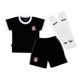 Conjunto Infantil Corinthians Camisa Shorts Meião Oficial