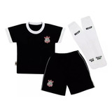 Conjunto Infantil Corinthians Uniforme Artilheiro 3 Pçs Meia