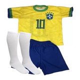 Conjunto Infantil Da Selecao Brasileira Neymar Com Meiao