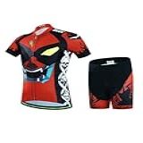 Conjunto Infantil De Jérsei De Ciclismo Jérsei De Manga Curta Shorts Acolchoados Vermelho E Preto 7 9 Years
