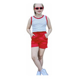 Conjunto Infantil E Juvenil Menina Blusa E Short Roupa Verão