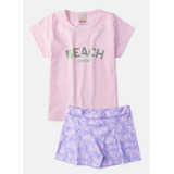 Conjunto Infantil Feminino Beach Rosa Bebê 0342 Laluna