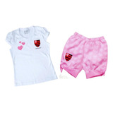 Conjunto Infantil Flamengo Rosa Oficial Torcida Baby