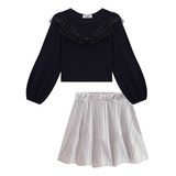 Conjunto Infantil Inverno Kukie Charm Elegante Blusa E Saia