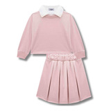 Conjunto Infantil Inverno Kukie Charm Elegante Blusa E Saia